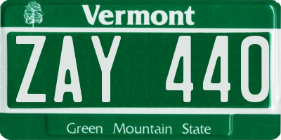 VT license plate ZAY440