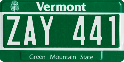 VT license plate ZAY441