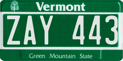VT license plate ZAY443