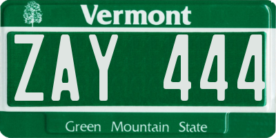VT license plate ZAY444
