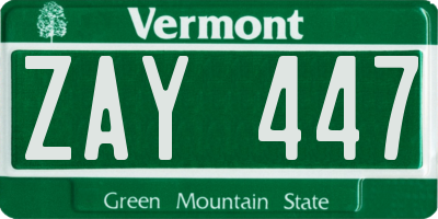 VT license plate ZAY447