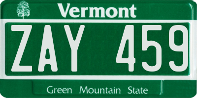 VT license plate ZAY459