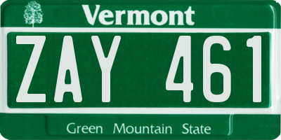 VT license plate ZAY461