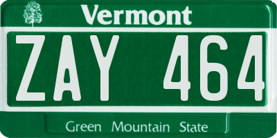 VT license plate ZAY464