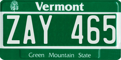 VT license plate ZAY465