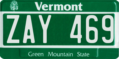 VT license plate ZAY469