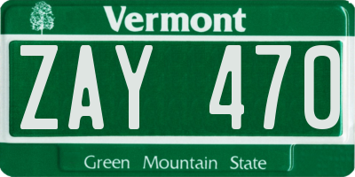 VT license plate ZAY470