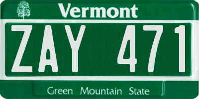 VT license plate ZAY471