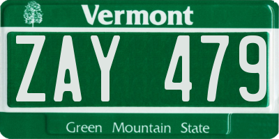 VT license plate ZAY479