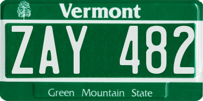 VT license plate ZAY482