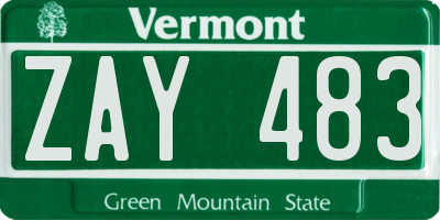 VT license plate ZAY483