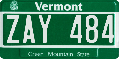 VT license plate ZAY484
