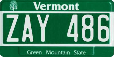VT license plate ZAY486
