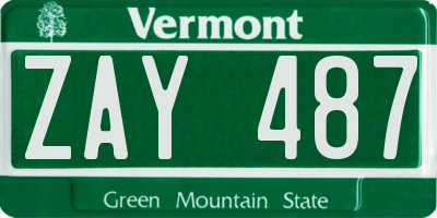 VT license plate ZAY487