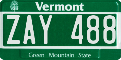VT license plate ZAY488