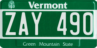 VT license plate ZAY490
