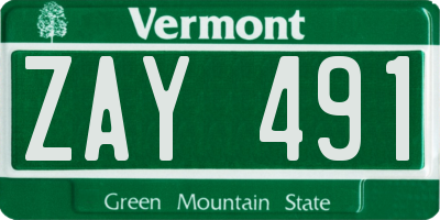 VT license plate ZAY491
