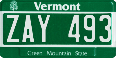 VT license plate ZAY493
