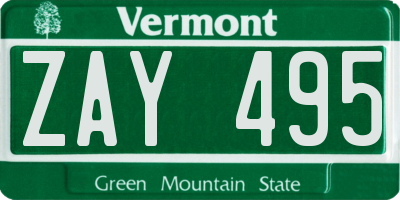 VT license plate ZAY495