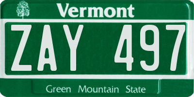 VT license plate ZAY497