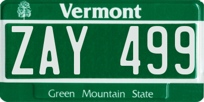 VT license plate ZAY499