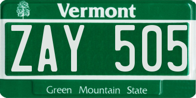 VT license plate ZAY505