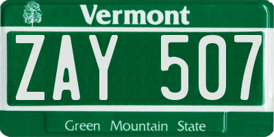 VT license plate ZAY507