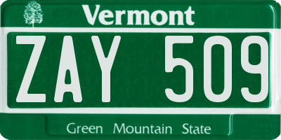 VT license plate ZAY509