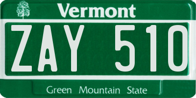 VT license plate ZAY510