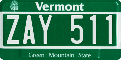 VT license plate ZAY511