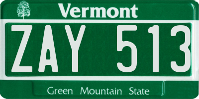 VT license plate ZAY513