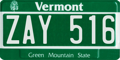 VT license plate ZAY516