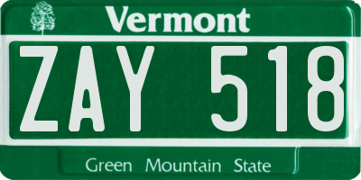 VT license plate ZAY518