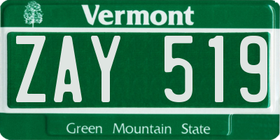 VT license plate ZAY519