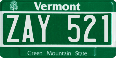 VT license plate ZAY521