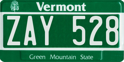 VT license plate ZAY528