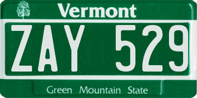 VT license plate ZAY529