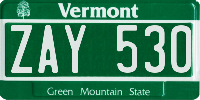VT license plate ZAY530