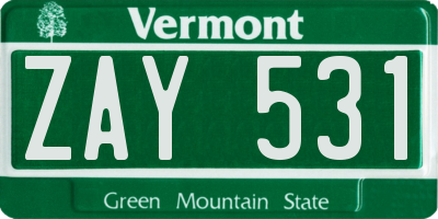 VT license plate ZAY531