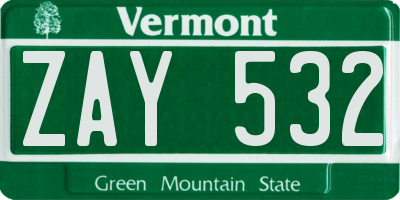 VT license plate ZAY532