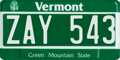 VT license plate ZAY543