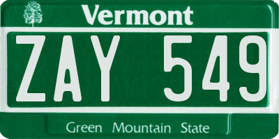 VT license plate ZAY549
