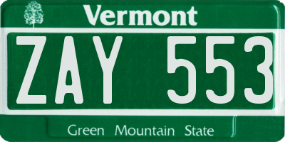 VT license plate ZAY553