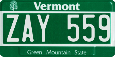 VT license plate ZAY559