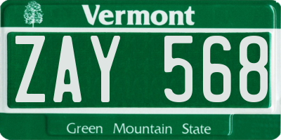 VT license plate ZAY568