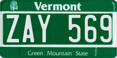 VT license plate ZAY569