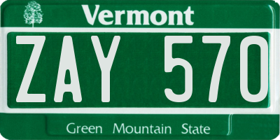 VT license plate ZAY570