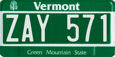 VT license plate ZAY571