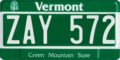 VT license plate ZAY572