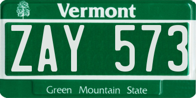 VT license plate ZAY573